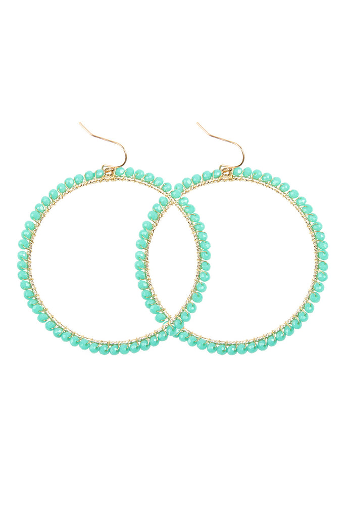 WIRE HOOP WITH GLASS BEADS HOOK EARRINGS
