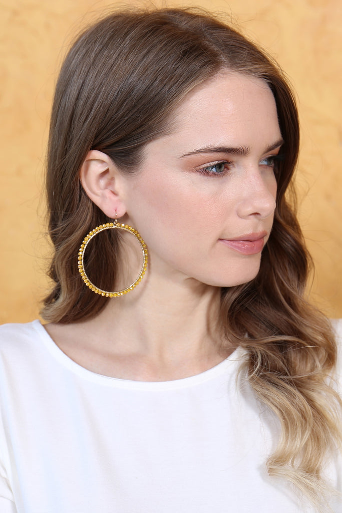 WIRE HOOP WITH GLASS BEADS HOOK EARRINGS