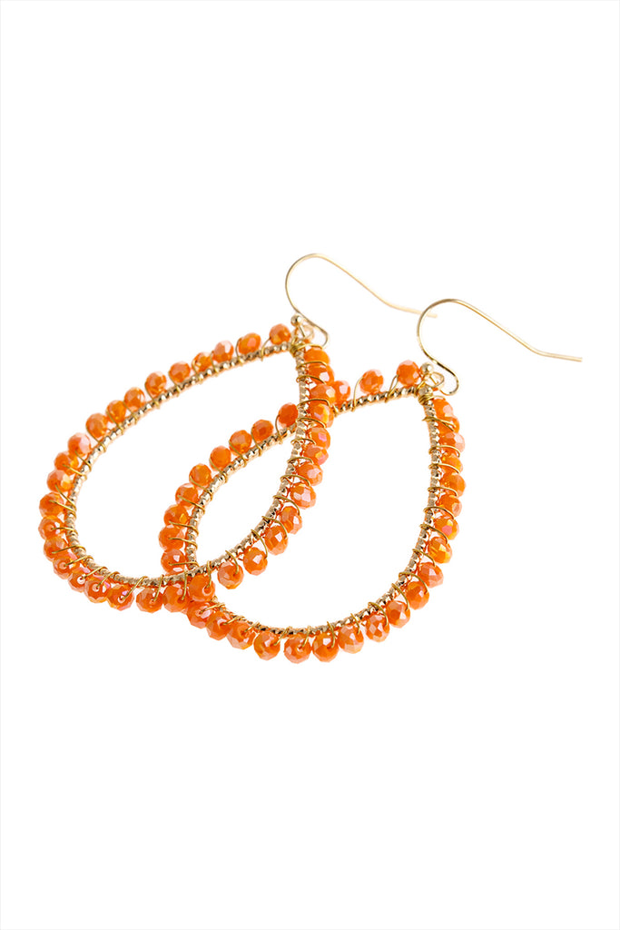 HDE2856 - WIRE TEARDROP GLASS BEADS HOOK EARRINGS