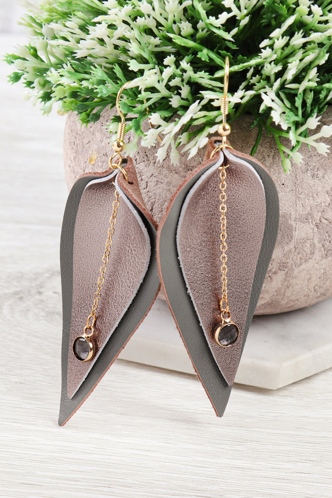 MARQUISE LEATHER EARRINGS