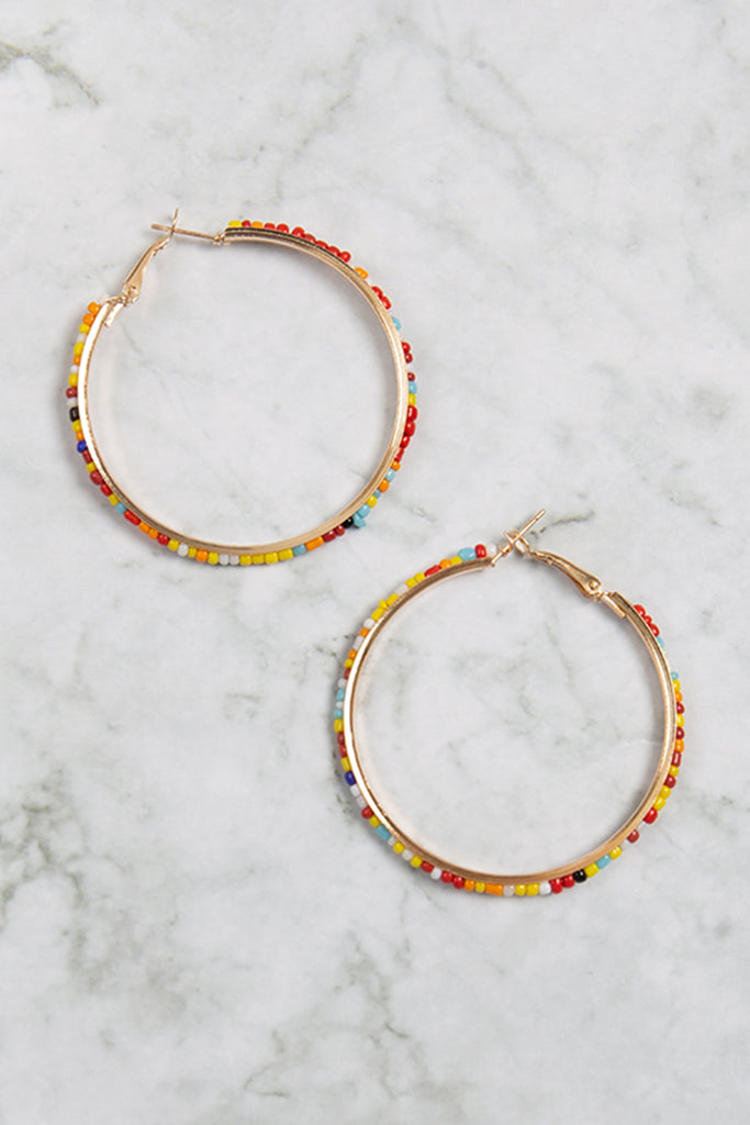 SEED BEAD HOOP EARRINGS