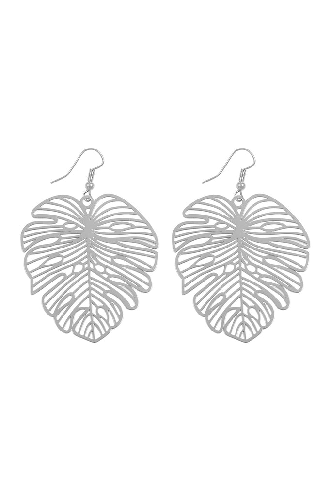 MONSTERA LEAF LASER CUT FILIGREE EARRINGS