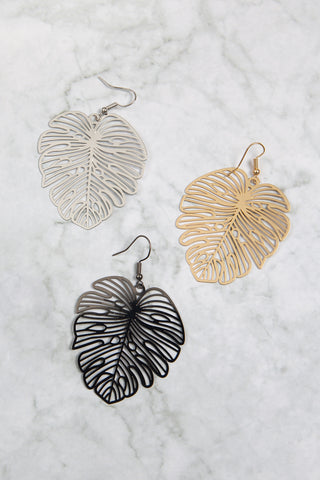 HDE2867 - "BLESSED" ANIMAL PRINT LEATHER FISH HOOK EARRINGS