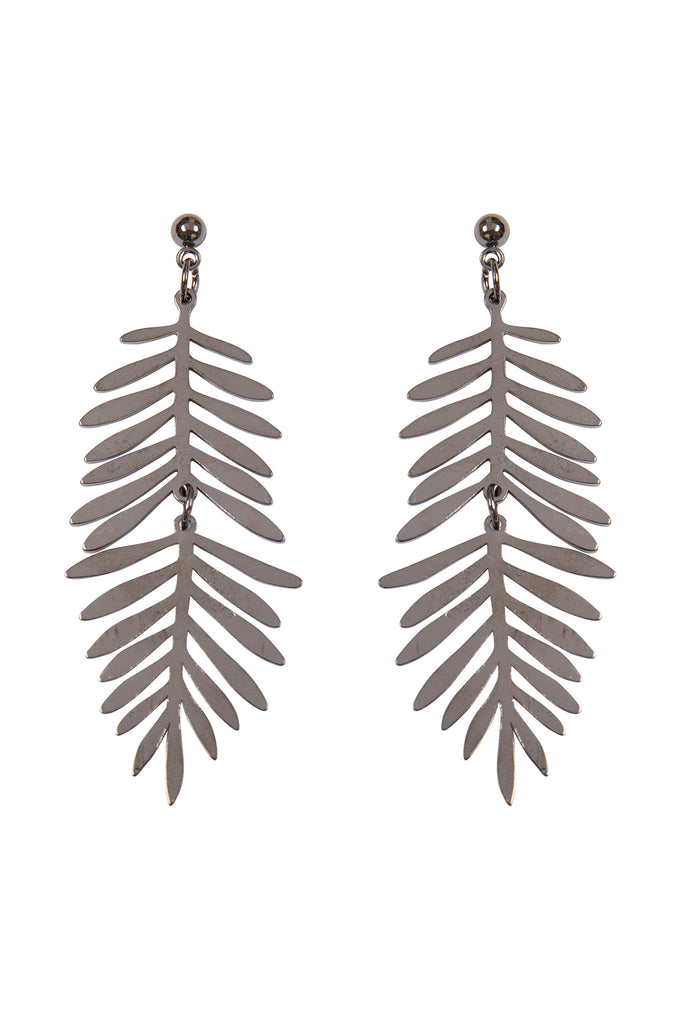 METAL LEAF DANGLE DROP EARRINGS