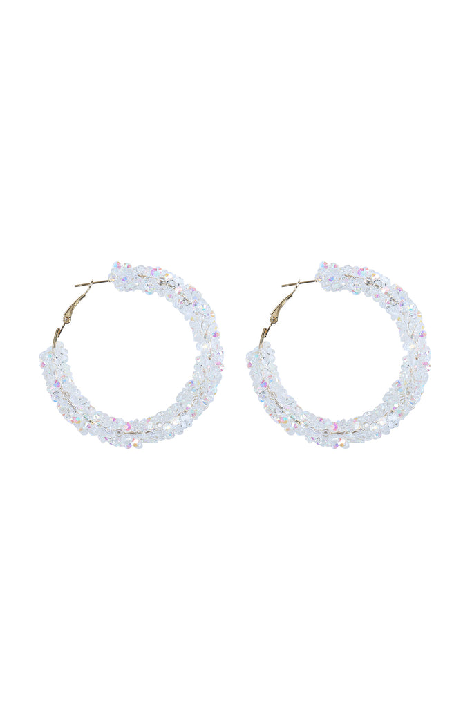 CLUSTER RHINESTONE GLITTER HOOP EARRINGS