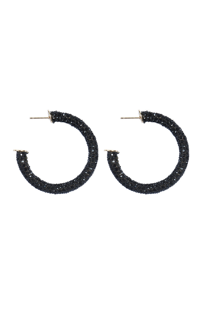 COLORED PAVE RHINESTONE HOOP EARRINGS