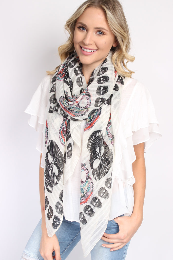 Sugar Skull Oblong Scarf