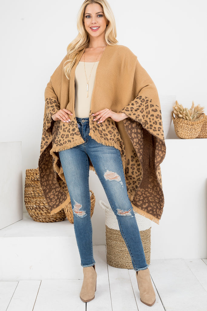 HDF2090LEO - LEOPARD PRINT SHAWL CARDIGAN