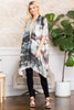 DISTRESSED PAINT STYLE OPEN FRONT KIMONO