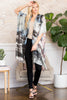 DISTRESSED PAINT STYLE OPEN FRONT KIMONO