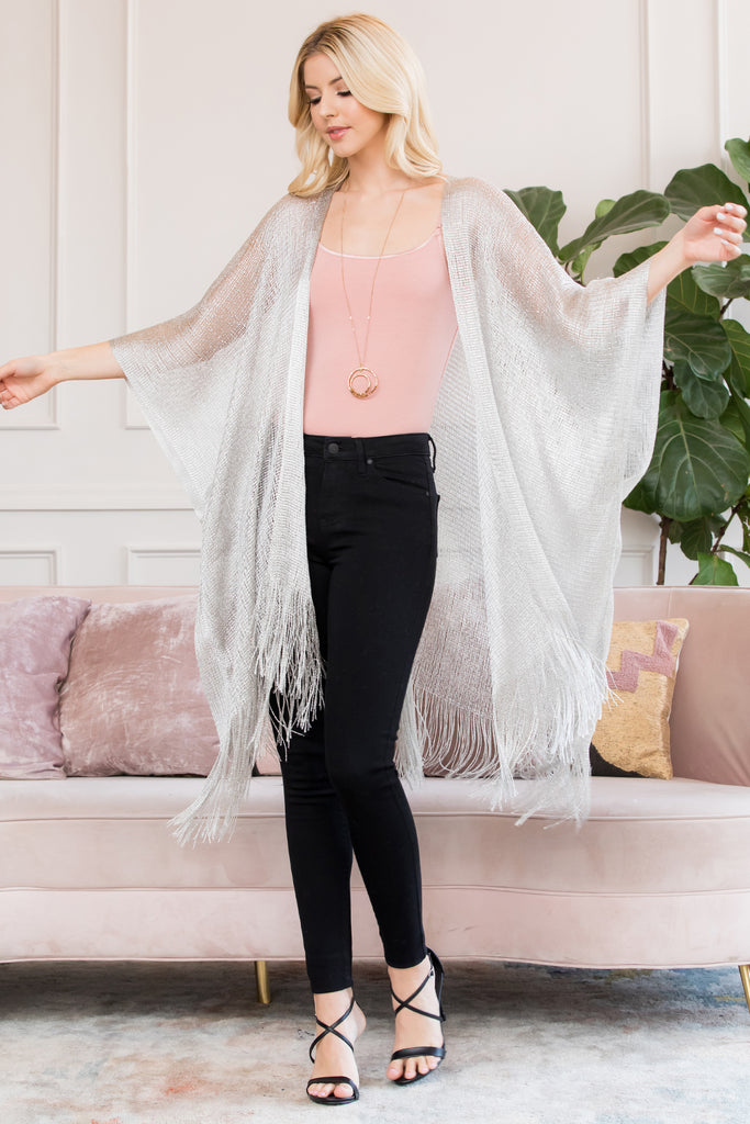 HDF2700 - METALLIC COLORED TASSEL BEACH KIMONO