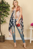 HDF2839 - FADED USA ACCENT OPEN FRONT KIMONO VEST