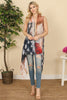 HDF2839 - FADED USA ACCENT OPEN FRONT KIMONO VEST