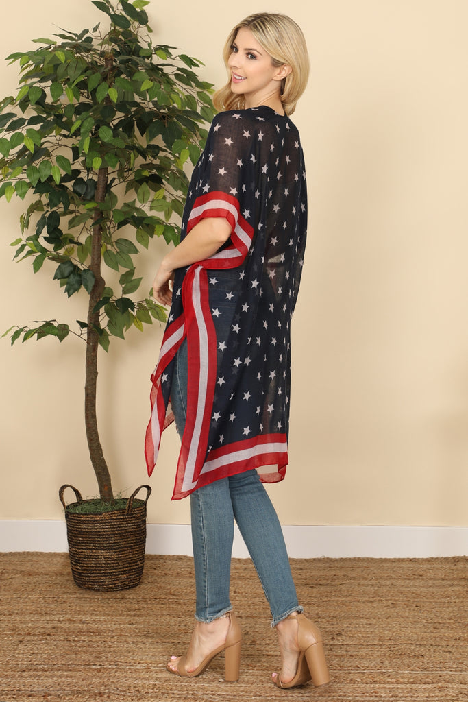 HDF2842 - USA ACCENT KNEE LENGTH OPEN FRONT KIMONO