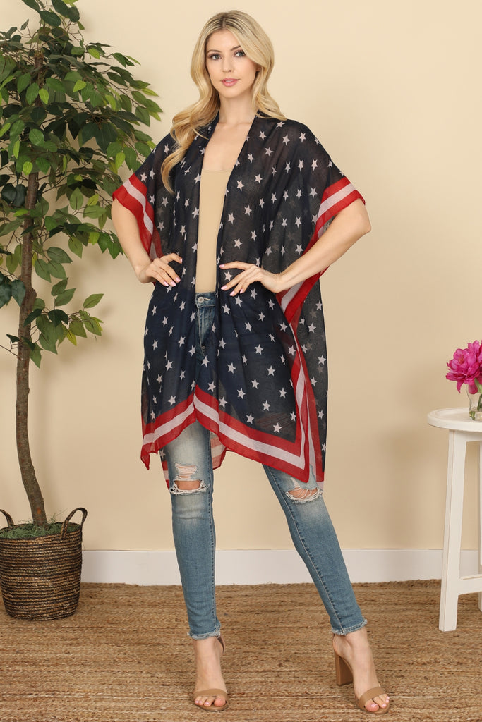 HDF2842 - USA ACCENT KNEE LENGTH OPEN FRONT KIMONO