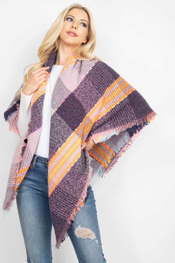 MULTI COLOR BLANKET FRINGED SCARF