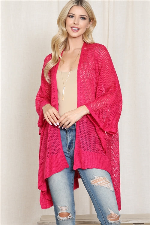 CROCHET MESH KIMONO CARDIGAN