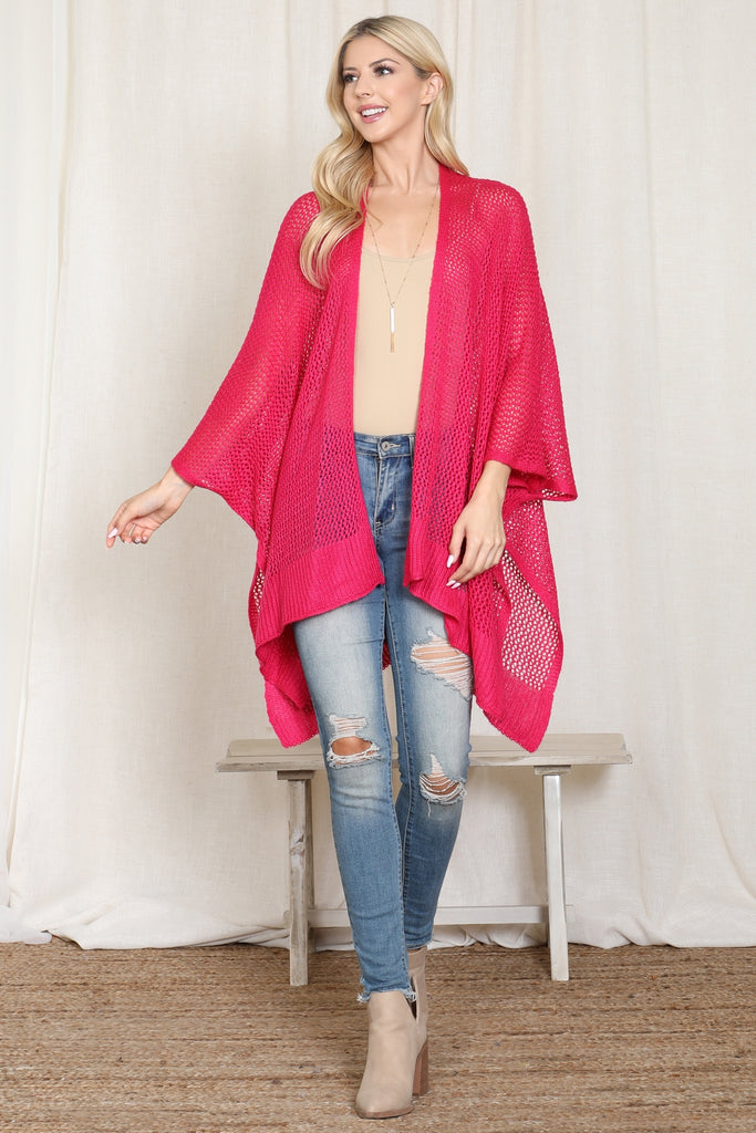 CROCHET MESH KIMONO CARDIGAN