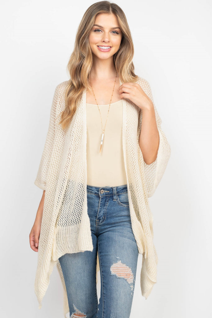 CROCHET MESH KIMONO CARDIGAN