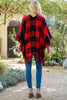 PLAID OPEN FRONT FRINGE KIMONO