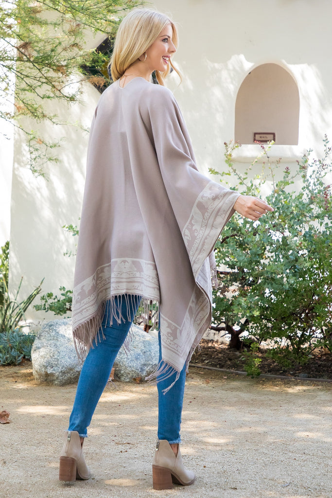 BORDER LINE WARMER KIMONO WRAP