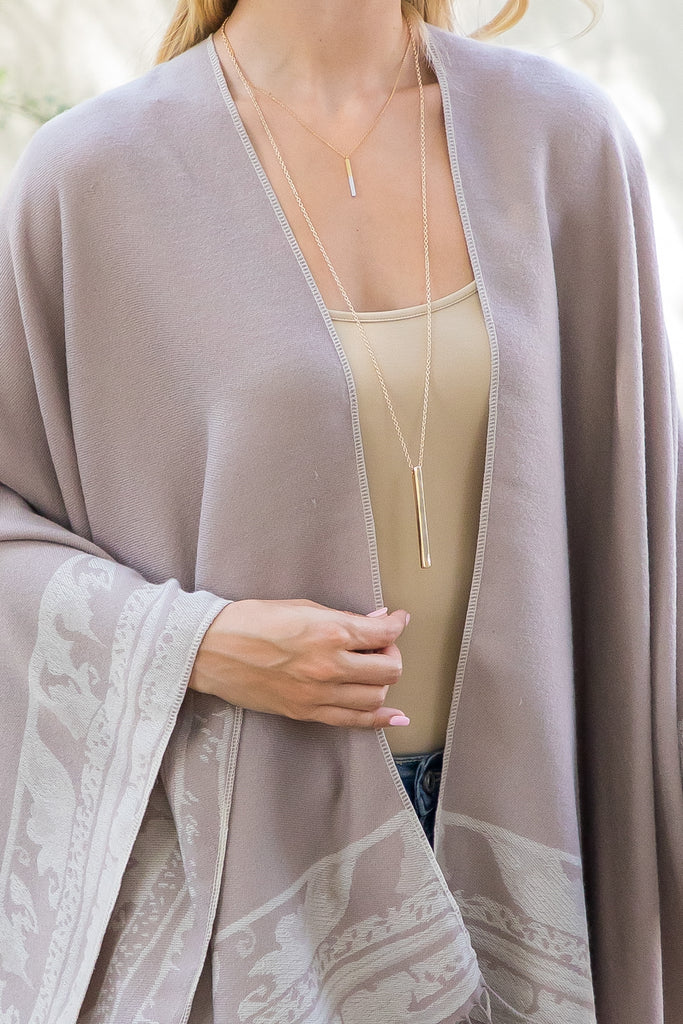 BORDER LINE WARMER KIMONO WRAP