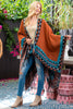 AZTEC BORDER LINE FRINGE KIMONO WRAP