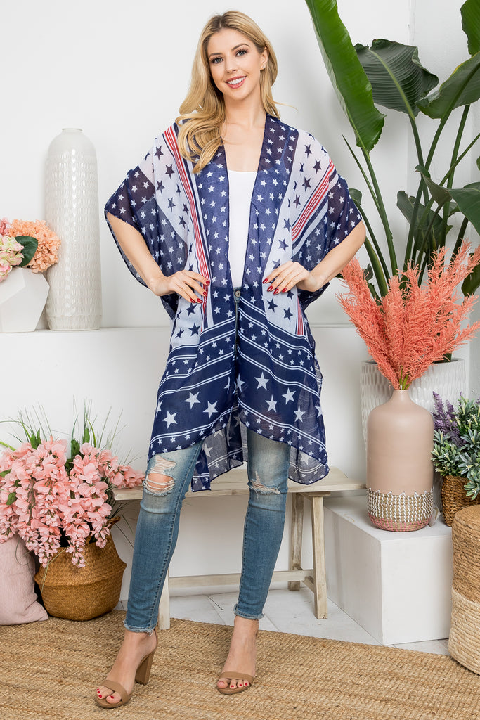 MULTI STAR AMERICAN FLAG KIMONO