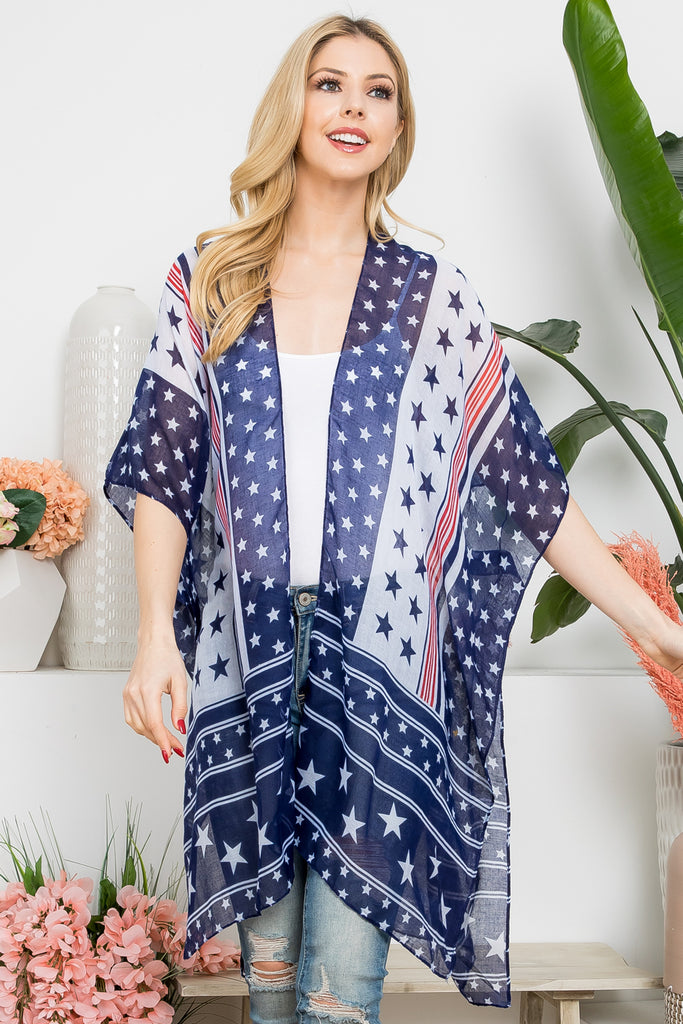 MULTI STAR AMERICAN FLAG KIMONO