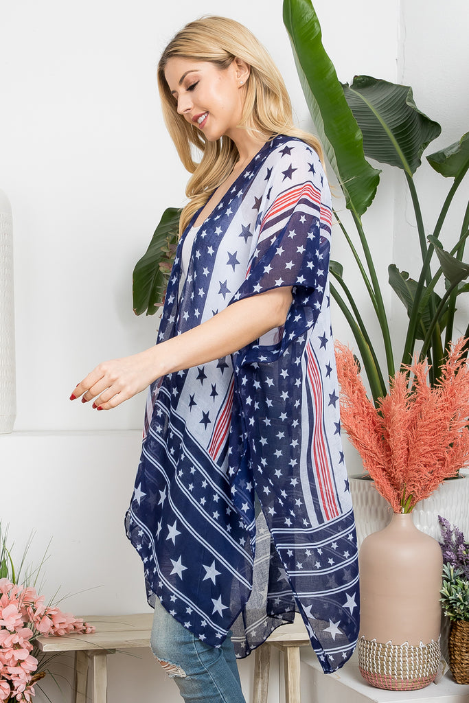 MULTI STAR AMERICAN FLAG KIMONO