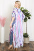 GRAIN LINE MULTICOLOR PRINT OPEN FRONT LONG KIMONO