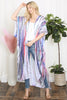 GRAIN LINE MULTICOLOR PRINT OPEN FRONT LONG KIMONO