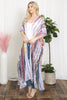 GRAIN LINE MULTICOLOR PRINT OPEN FRONT LONG KIMONO