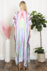 GRAIN LINE MULTICOLOR PRINT OPEN FRONT LONG KIMONO