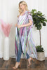 GRAIN LINE MULTICOLOR PRINT OPEN FRONT LONG KIMONO