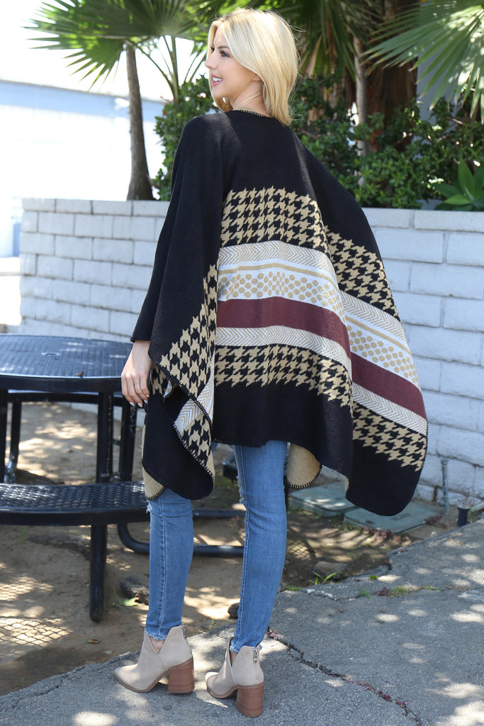 Stripes Pattern Warmer Open Front Kimono