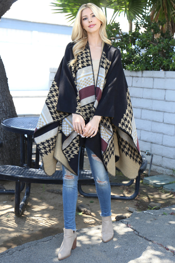 Stripes Pattern Warmer Open Front Kimono