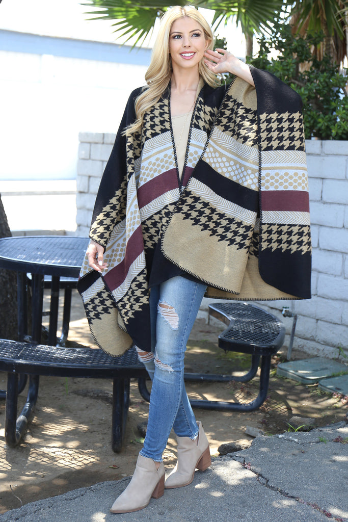 Stripes Pattern Warmer Open Front Kimono