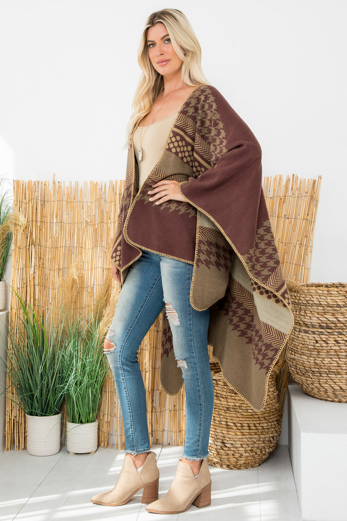 Stripes Pattern Warmer Open Front Kimono