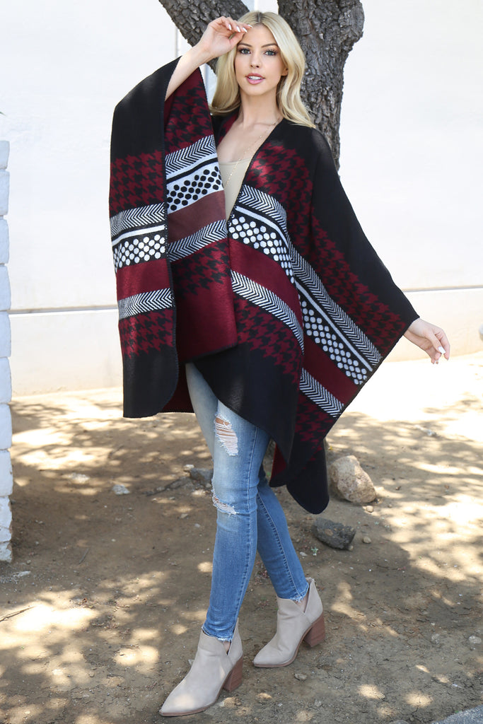 Stripes Pattern Warmer Open Front Kimono