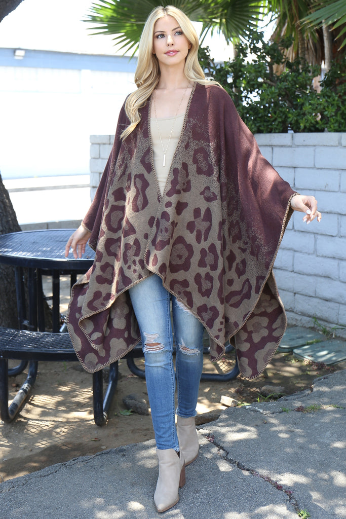 GRADIANT LEOPARD PRINT WARMER OPEN FRONT KIMONO