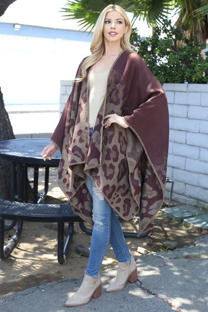 GRADIANT LEOPARD PRINT WARMER OPEN FRONT KIMONO