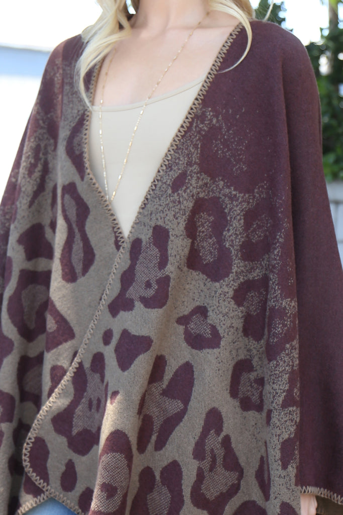 GRADIANT LEOPARD PRINT WARMER OPEN FRONT KIMONO