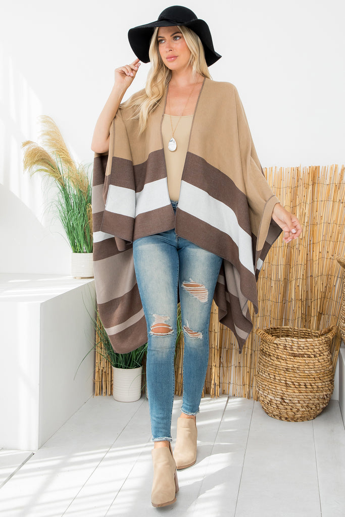 MULTI COLOR STRIPE PRINT OPEN FRONT KIMONO