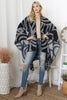 FLOWER GEOMETRIC PRINT OPEN FRONT KIMONO
