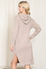 HOODED LONG SLEEVE TUNIC DRESS WITH SLIT