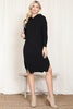 HOODED LONG SLEEVE TUNIC DRESS WITH SLIT