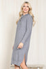 HOODED LONG SLEEVE TUNIC DRESS WITH SLIT