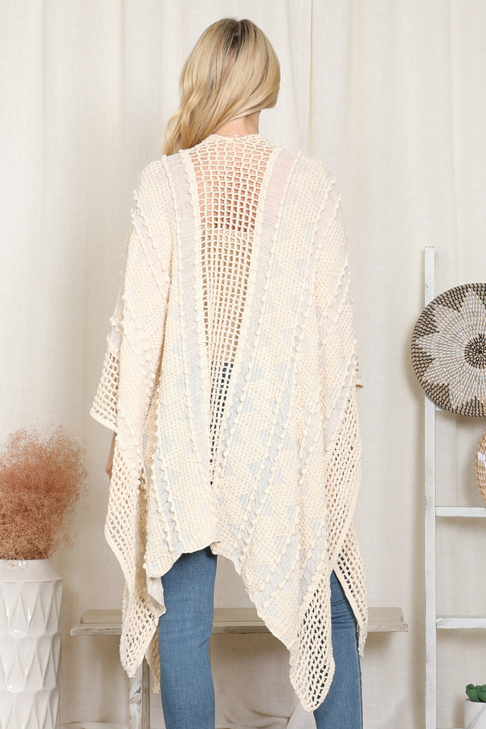 ZIGZAG POMPOM CROCHET PALMER KIMONO