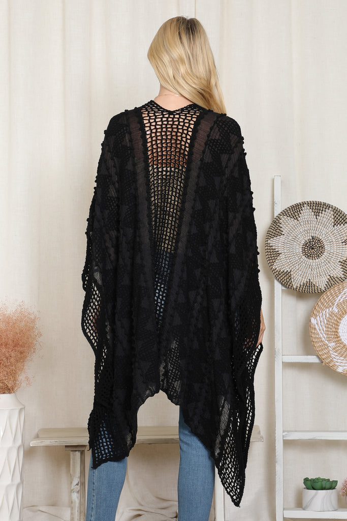 ZIGZAG POMPOM CROCHET PALMER KIMONO